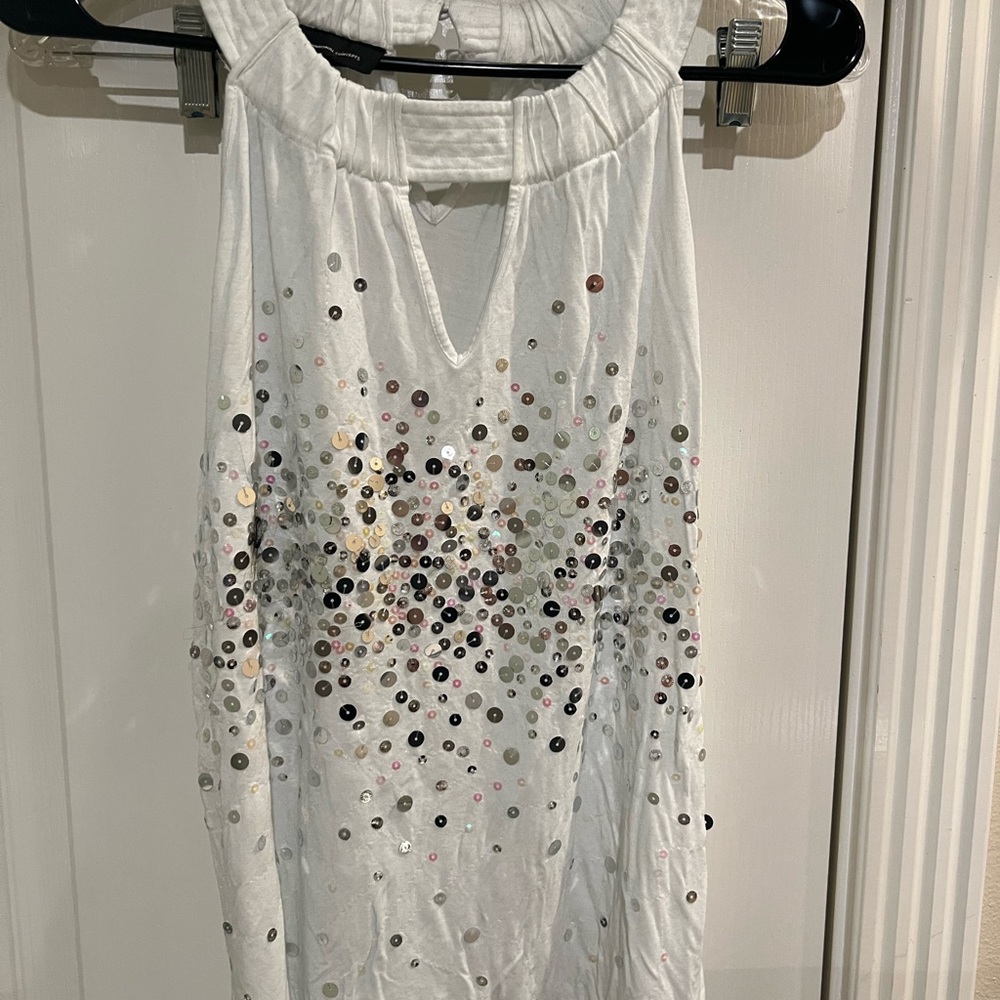 INC Sequin-Embellished Halter Top Size Large